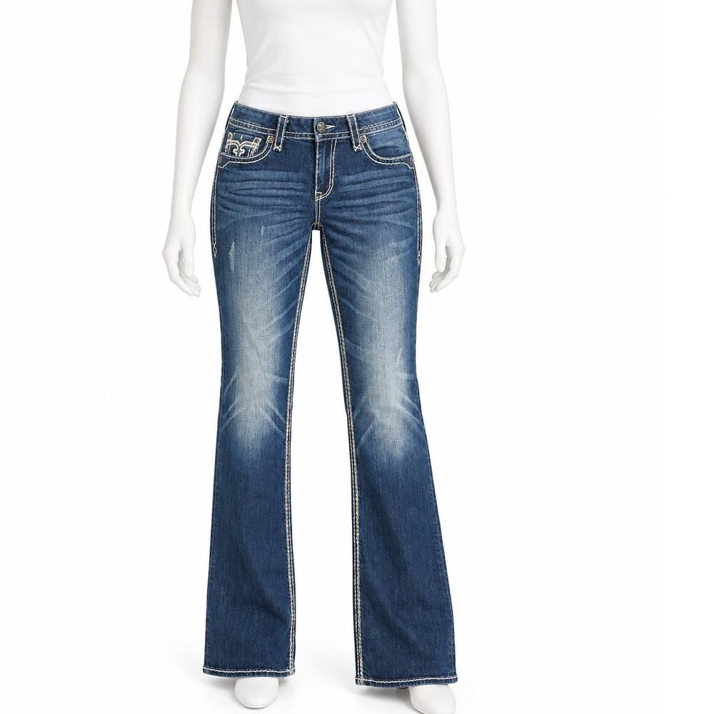 Rock Revival Easy Boot Jeans Women's 31 34/34 Bootcut Y2K Western Embroidered